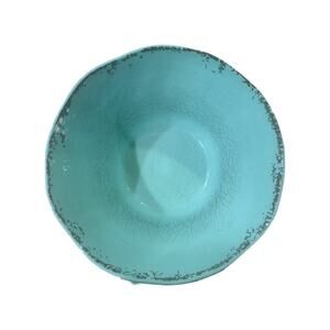 Al Fresco Melamine Blue Serving Bowl Crackle effect Rustic Distressed Look